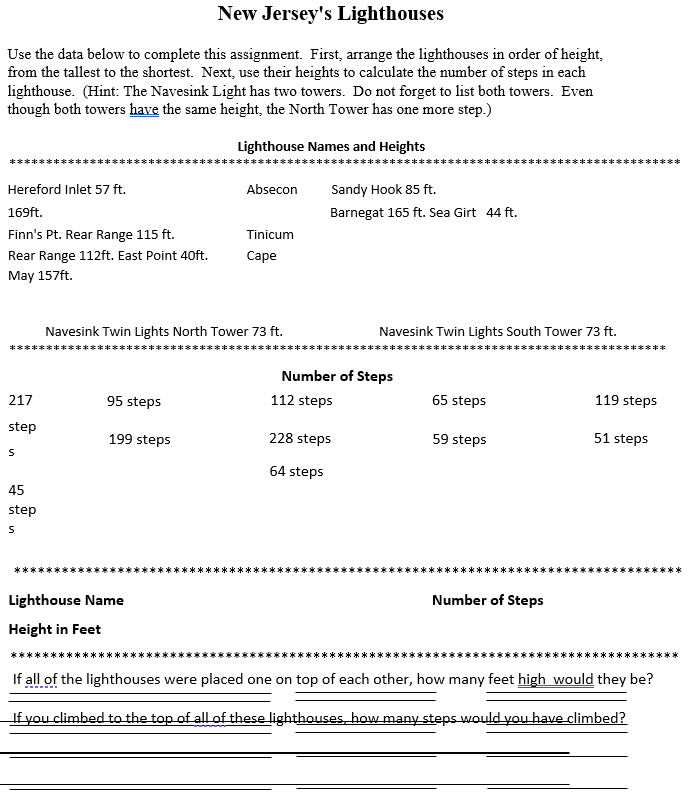 Lighthouses handout 3
