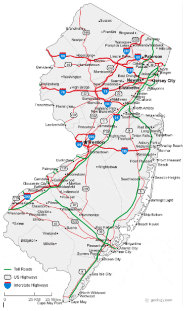 Map of NJ