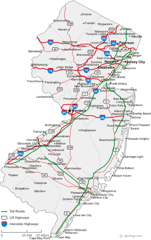 nj cities and roads
