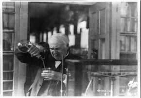 Edison experimenting in his lab 1920