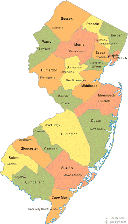 NEW JERSEY COUNTIES AND COUNTY SEATS