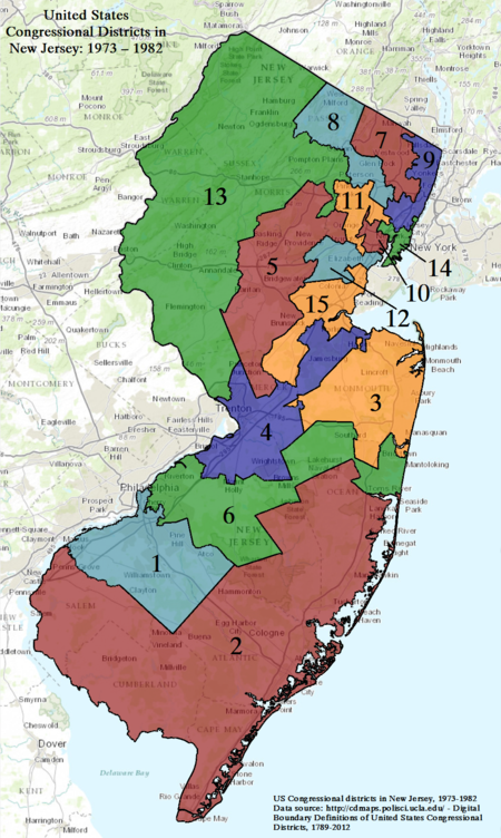 NJ CONGRESIONAL DISTRICTS 1973 82