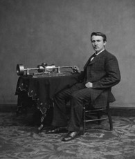 Thomas Edison with his second phonograph